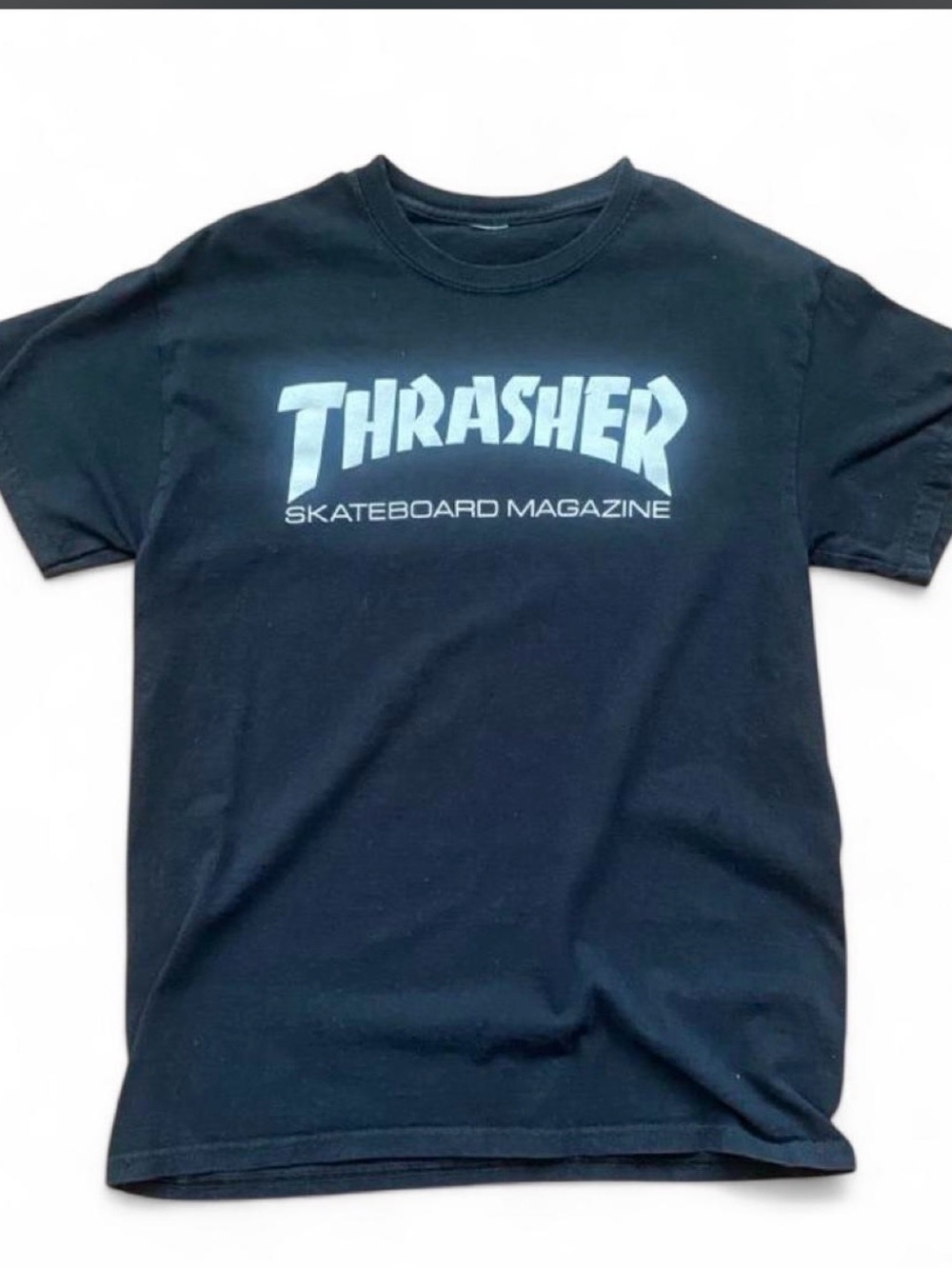 Thrasher Black T-Shirt with Light Blue Logo